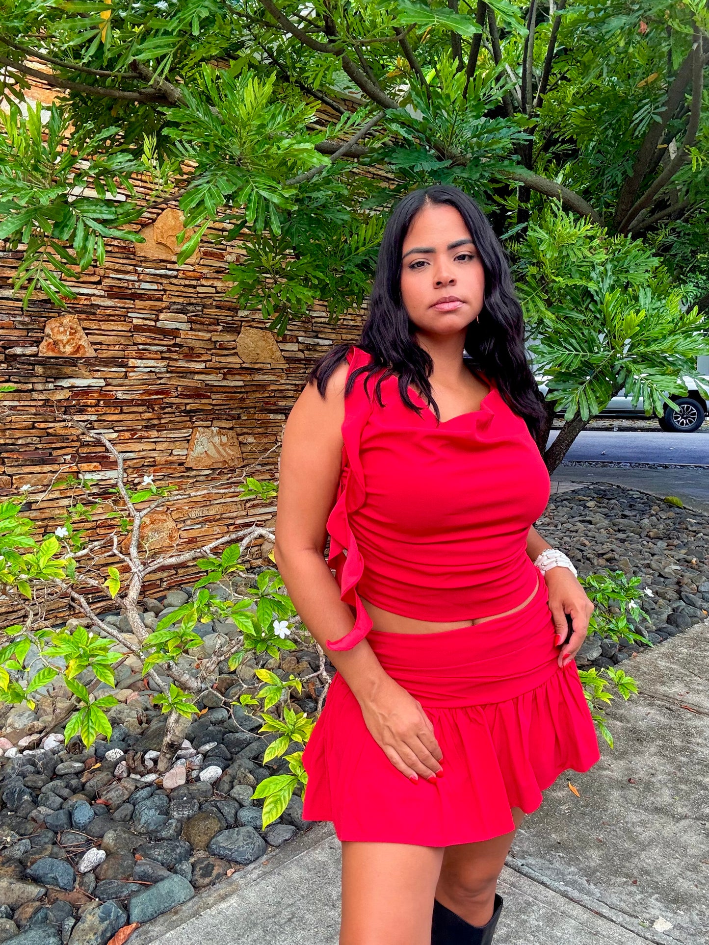 Red Ruffle Top