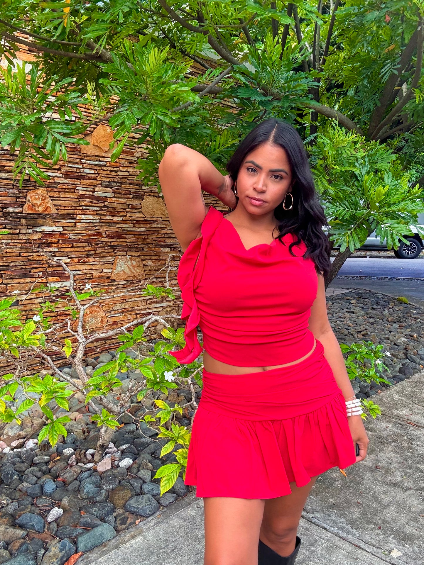 Red Ruffle Top