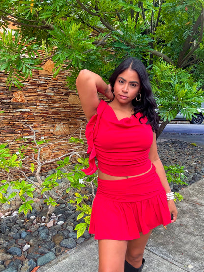 Red Ruffle Top