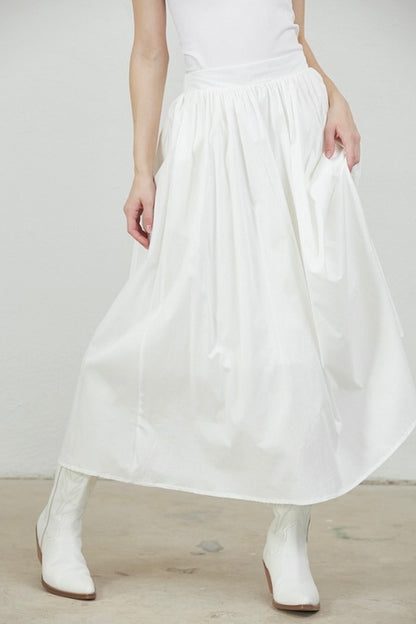 White Poplin Midi Skirt