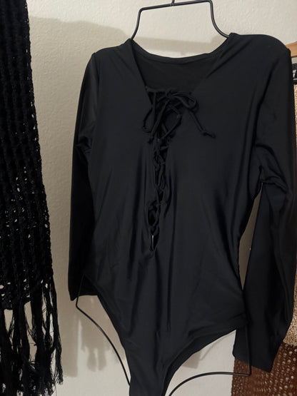 Black Long Sleeve Swim