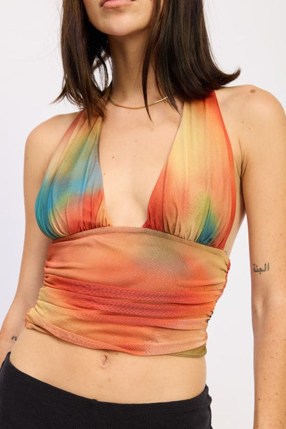 Sunset Mesh Halter Top